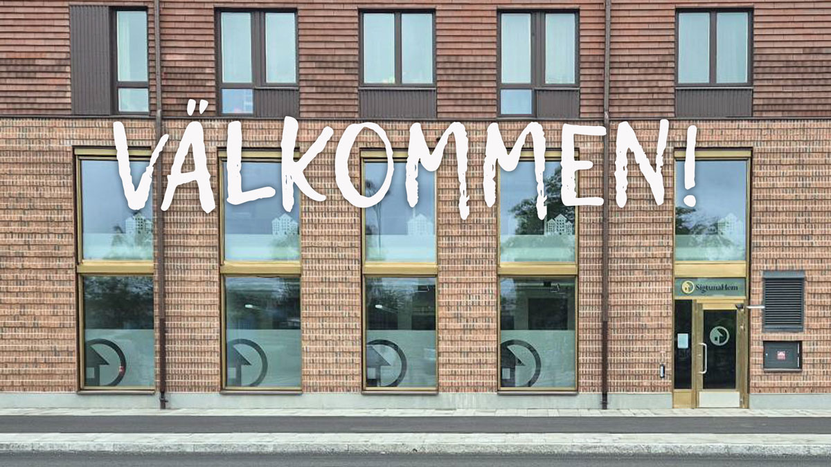 SigtunaHems nya Kundservicekontor i Stationshusen, med text på bild "Välkommen"